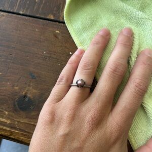 Elegant Silver Purple Pearl Ring